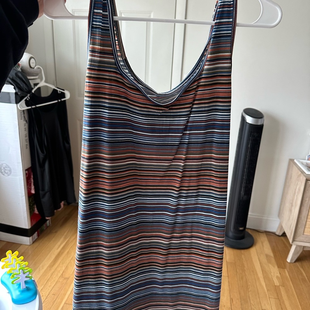 SHEIN Striped Sleeveless Knit Dress in Navy, Rust, Cream & Light Blue